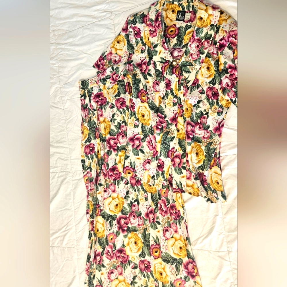 2 Piece Lightweight Floral Blouse & Skirt by Ali Miles Size 10 Vintage NWT